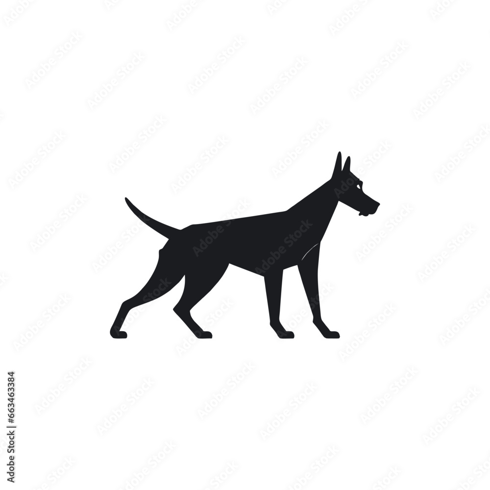 Vector Silhouette Of A Standing Dog With Body Details