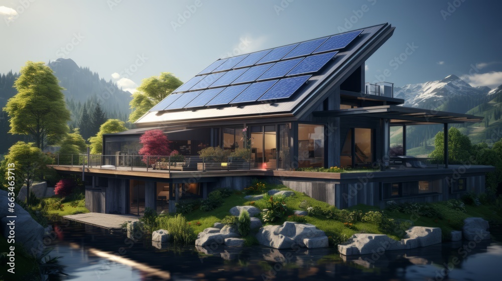 solar panels on the roof of house ai generated solar panels on the roof of house ai generated