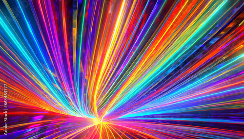 d render, abstract multicolor spectrum background, bright orange blue neon rays and colorful glowing lines