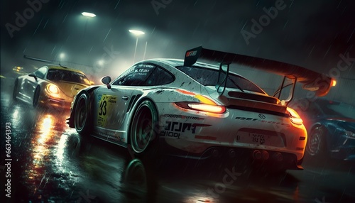 racing car speeding at night raceoff design illustration