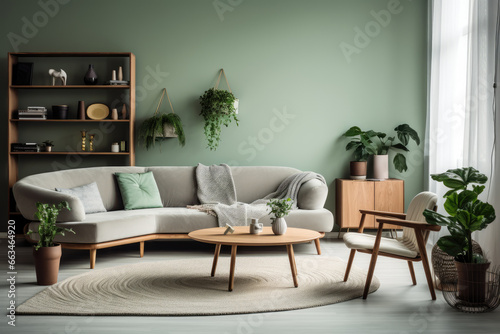 modern living room furniture in green color