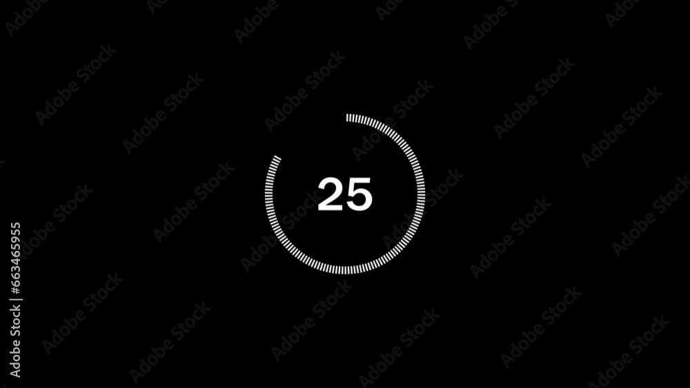 Animation of Countdown From 30 to 0. Multi-colored Circles on Black Background.