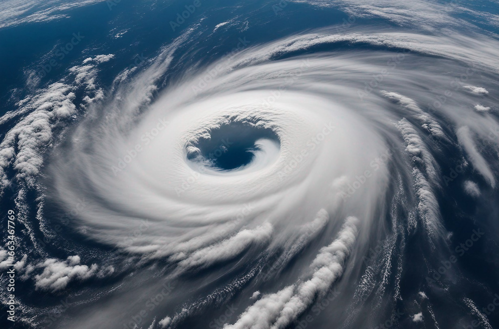 A Satellite View of a Super Typhoon, Revealing the Mesmerizing Eye of the Hurricane Over Earth