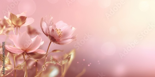 Beautiful abstract gold and pink misty morning photo floral design background banner. beautiful Generative AI AIG32 © Summit Art Creations