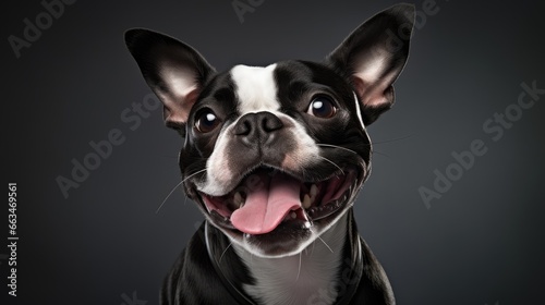 Smiling Canine Ambassador - Boston Terrier Dog with a Happy Expression, Promoting Pet Health and Welfare © pvl0707