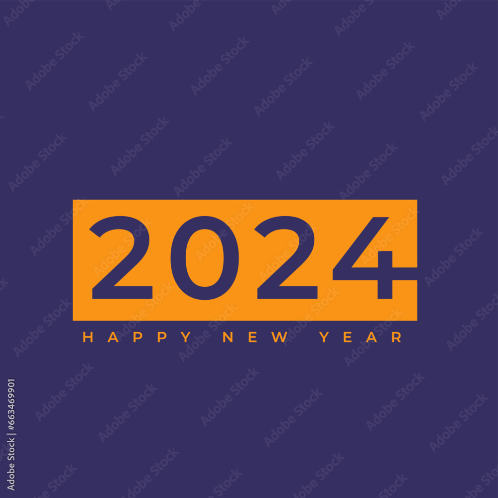 Simple and Clean Design Happy New Year 2024. With Colorful Numbers Bright Certor Premium Background for Banners, Posters or Calendar. Orange over Purple combination Vector Illustration Simple and Clean Design Happy New Year 2024. With Colorful Numbers Bright Certor Premium Background for Banners, Posters or Calendar. Orange over Purple combination Vector Illustration