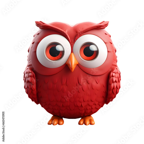 Happy Valentine's Day, 3D owl heart shape icon, Y2K style. Design for greeting cards, posters, banners, flyers, invitations to parties, and social media templates. Generative AI.
 photo