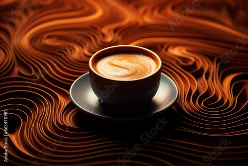 Close-up of the rippling surface of a hot cup of coffee