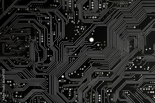 Monochrome circuit board pattern. Generative AI