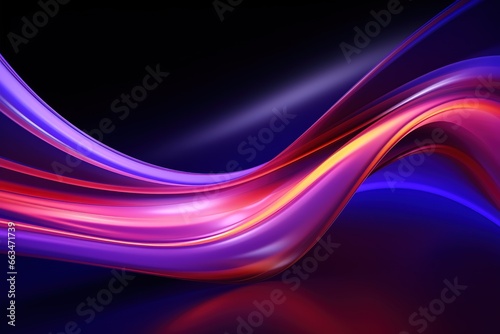 3D rendering abstract shape glowing in ultraviolet spectrum with curvy neon lines on a colorful background. Futuristic energy concept. Perfect for use in advertising, marketing, and design.