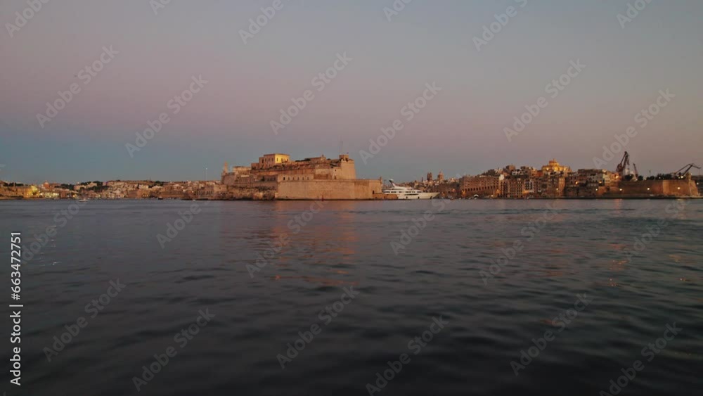 Aerial view of La Valletta downtown at sunset in Malta. Aerial view of La Valletta downtown at sunset in Malta.