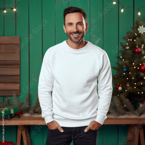 T-shirt mockup - portrait of a man in santa hat