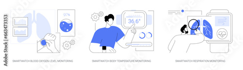 Smartwatch healthcare technologies isolated cartoon vector illustrations se