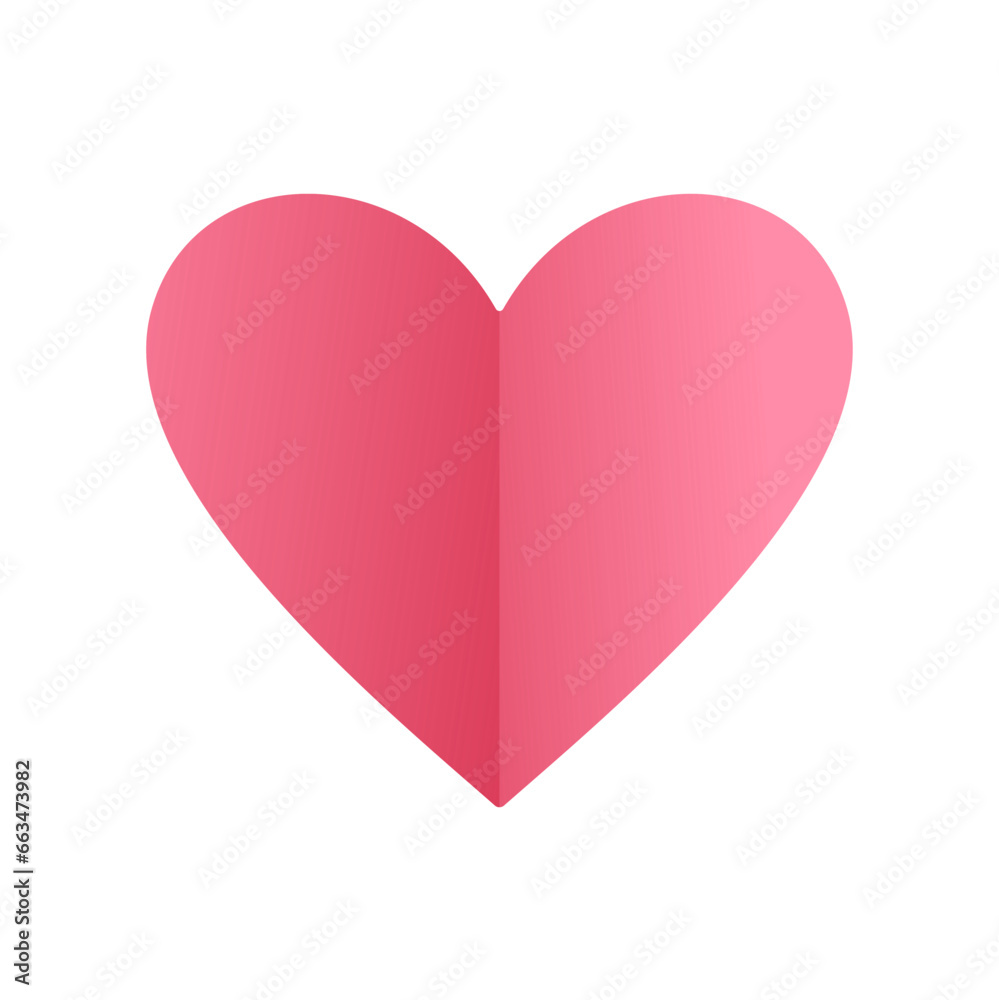 Vector paper heart on white background.