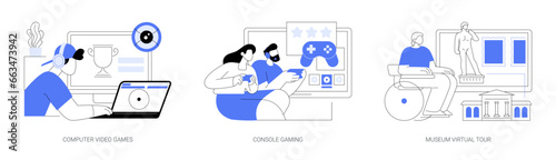 Non-immersive virtual reality isolated cartoon vector illustrations se