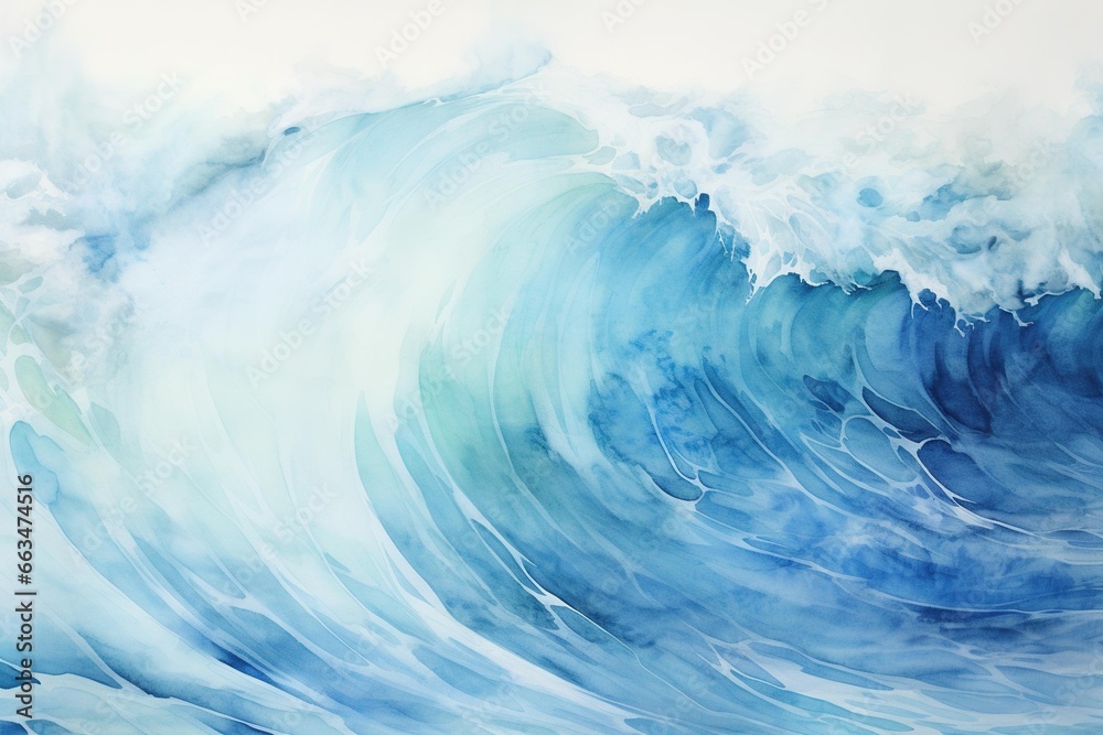 Abstract watercolor texture of ocean waves crashing at dawn