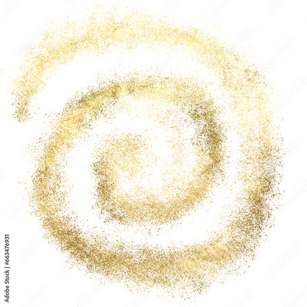 Fototapeta premium Gold sparkle splatter border . Gold Foil Frame shiny swirl. Gold brush stroke on transparent background.