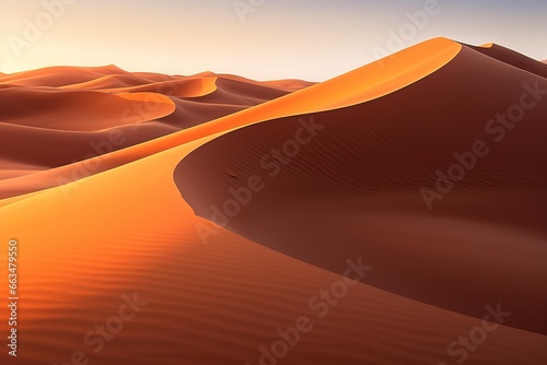 Sand dunes forming sensuous curves  shot during a golden-hour sunset