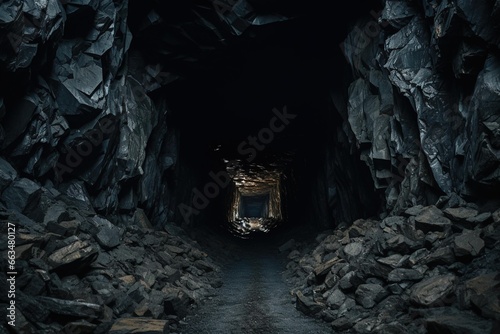Wide-angle perspective of a mountain tunnel viewed from the inside