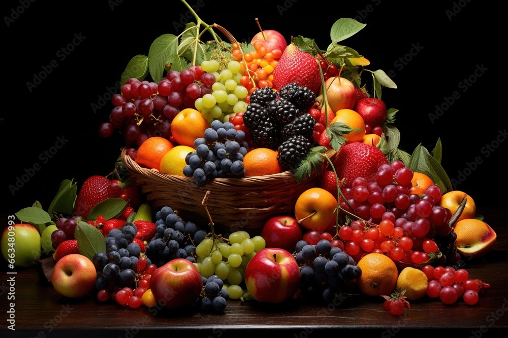 An array of colorful fruits forming a vibrant display