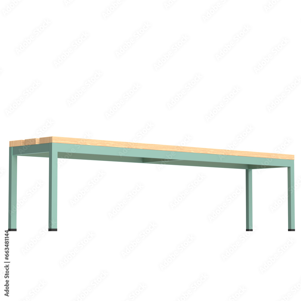 3D rendering illustration of a gym locker room bench 3D rendering illustration of a gym locker room bench
