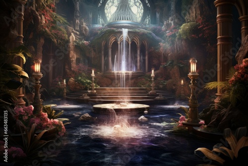 Enchanted song fountains  harmonizing with nature s melodies and creating enchanting displays - Generative AI