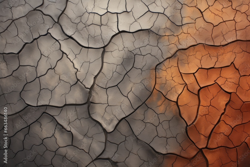 A cracked surface with a dramatic sky in the background A cracked surface with a dramatic sky in the background