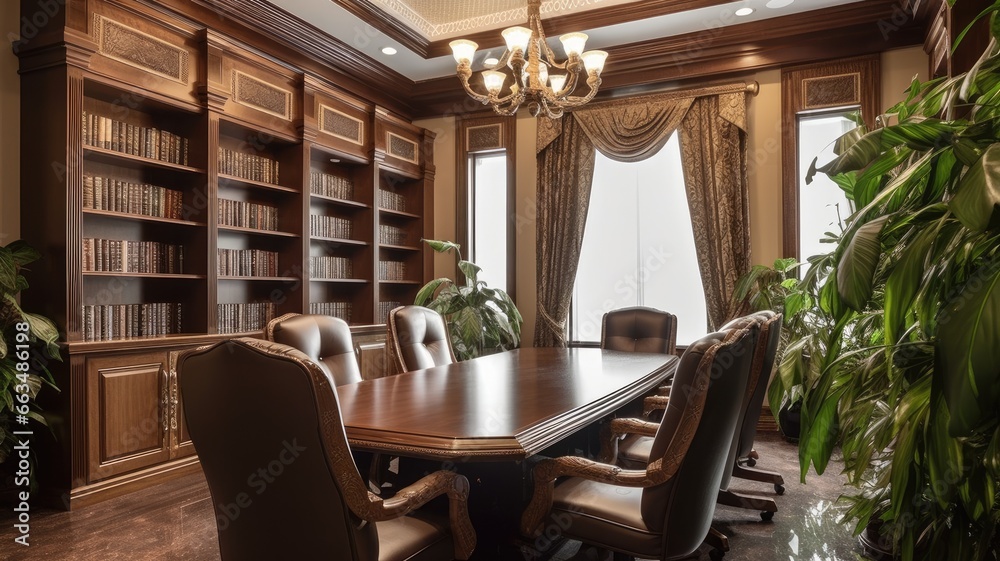 Inspiring office interior design Classic style Conference Room featuring Timeless elegance architecture. Generative AI AIG 31.