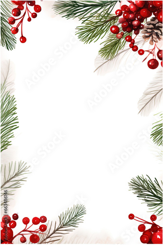 Rahmen mit Weihnachtsmistel und Zweigen. Festlicher Weihnachts Hintergrund  Zeichnung