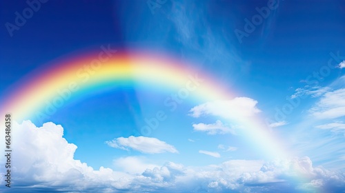  a rainbow appears to be in the sky above the ocean.  generative ai © Anna