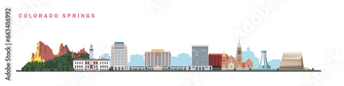 Colorado springs city landmarks architecture design isolated vector illustration	
