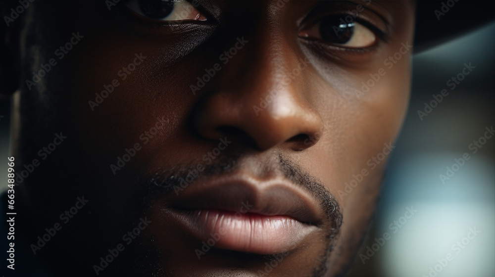 An intense close-up of a musician's soulful eyes whilst playing a passionate jazz set is imaged. An intense close-up of a musician's soulful eyes whilst playing a passionate jazz set is imaged.