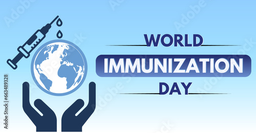World Immunization day, celebration banner 