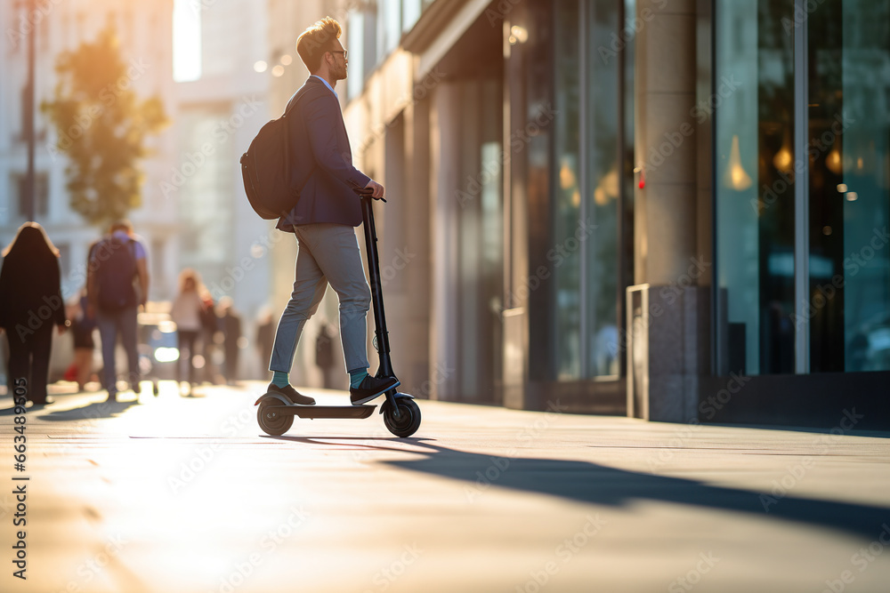 Obraz premium Electrical scooter through the town