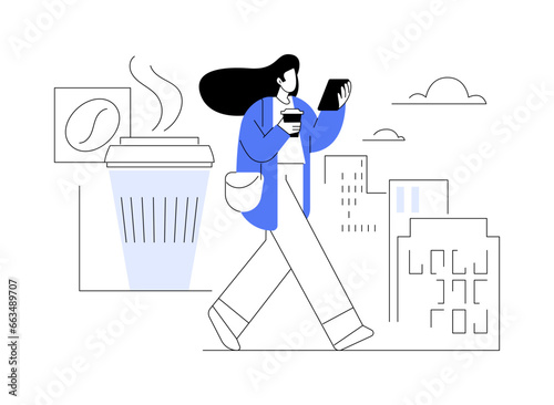 Coffee on the way isolated cartoon vector illustrations.