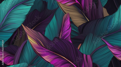 Explore a realm of tropical opulence with this stunning seamless pattern
