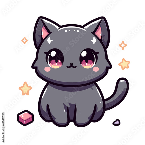 cute cartoon anime style cat