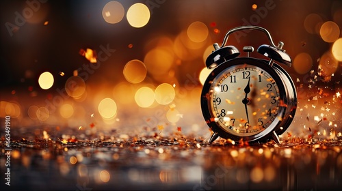 Magic time.Christmas and new year banner with copyspace and bokeh background