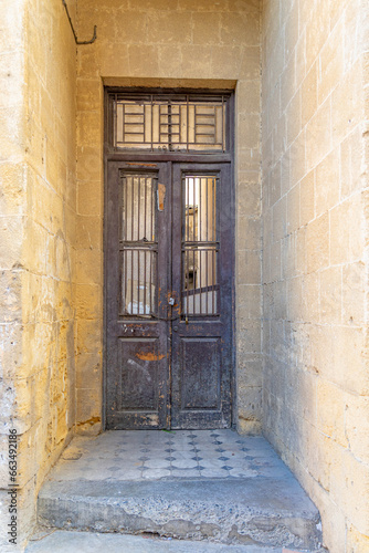 wooden door in the city center of Lefkosia  Nicosia in Northern Cyprus.  September 2023.