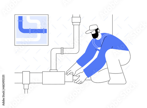 Sewage installation abstract concept vector illustration.