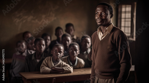 Teacher with students in class in africa © Linus Media