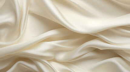 Cream silk satin. Color gradient. Golden luxury elegant abstract background. Shiny, shimmer. Curtain. Drapery. Fabric, cloth texture. Christmas, birthday, autumn, wedding
