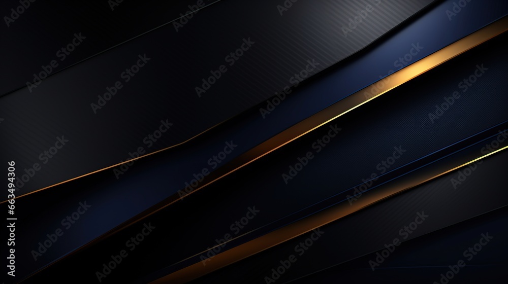 Modern navy hexagonal carbon fiber with golden luminous lines and highlights background.AI generated image