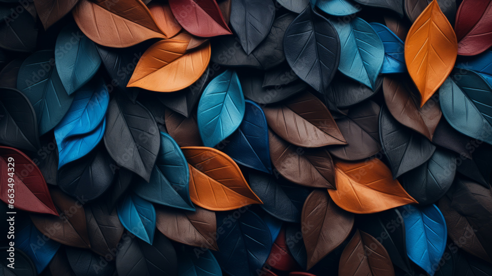 Pile of green and yellow leaves. Minimal concept of fall and leaves turning yellow Creative layout made of colorful tropical leaves Pile of green and yellow leaves. Minimal concept of fall and leaves turning yellow Creative layout made of colorful tropical leaves