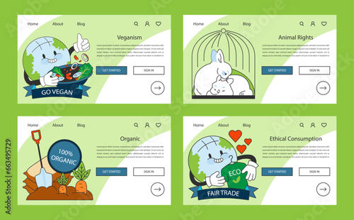 World vegan day web banner or landing page set. Go vegan.