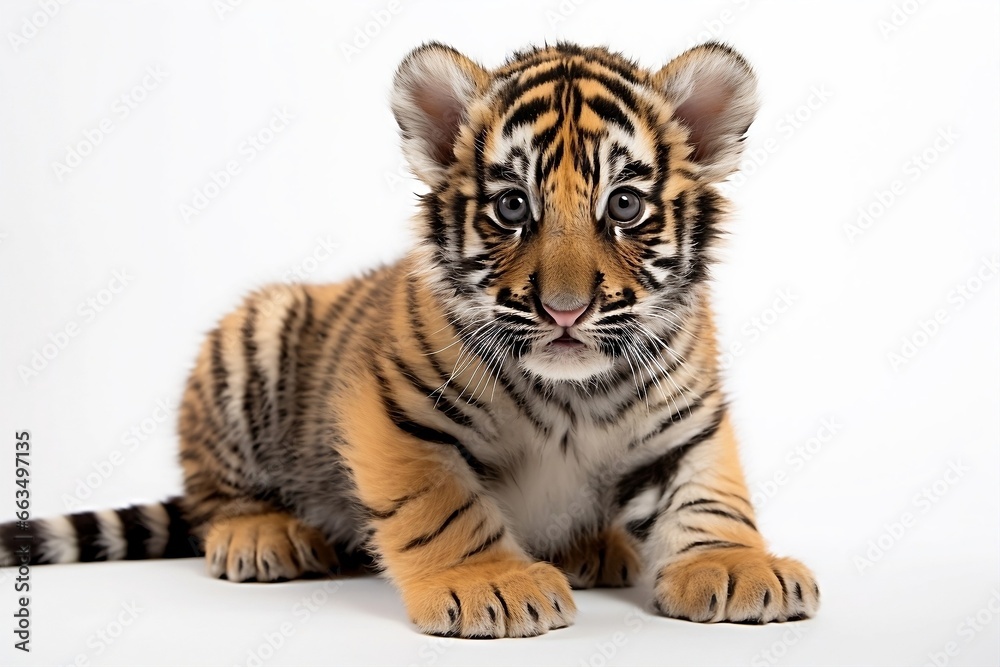Naklejka premium white bengal tiger isolated on white background