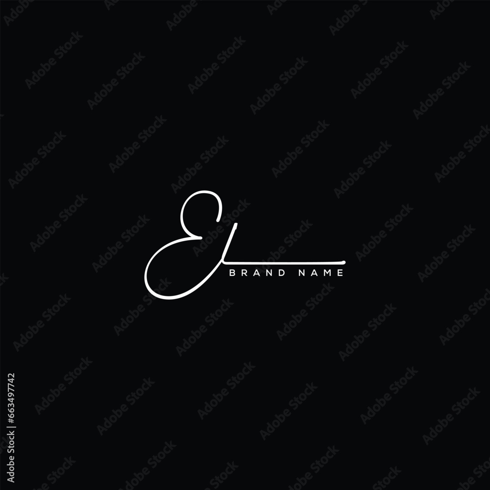 EL letter beauty handwriting vector logo.  - obrazy, fototapety, plakaty 