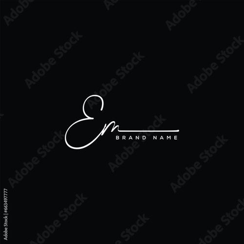 EM letter beauty handwriting vector logo. 