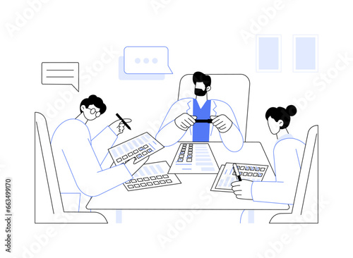 Panel survey abstract concept vector illustration.