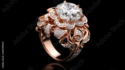 ring in a diamond on a black background